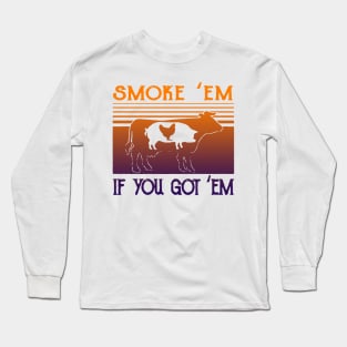 cow pig chicken smoke Long Sleeve T-Shirt